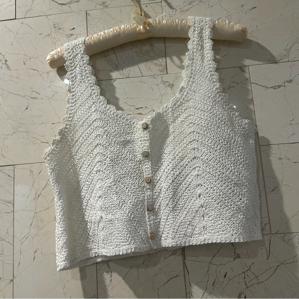 pacsun white crocheted top